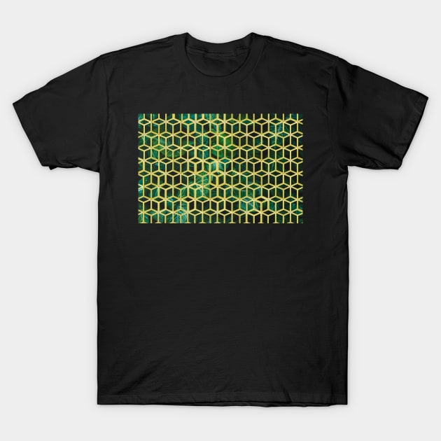 yellow cubes on green Design 1 T-Shirt by Invisibleman17